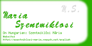 maria szentmiklosi business card