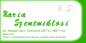 maria szentmiklosi business card